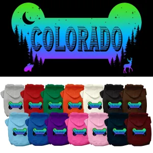 Pet Dog & Cat Screen Printed Hoodie for Small to Medium Pets (Sizes XS-XL), "Colorado Mountain Shades"