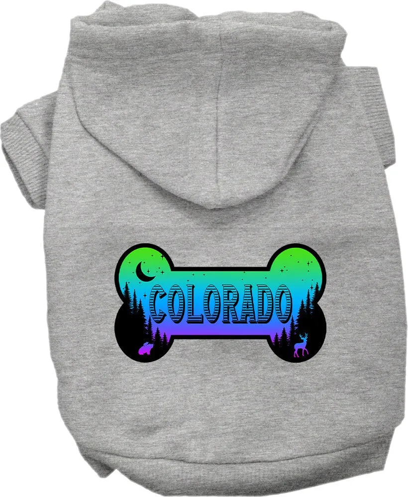 Pet Dog & Cat Screen Printed Hoodie for Small to Medium Pets (Sizes XS-XL), "Colorado Mountain Shades"