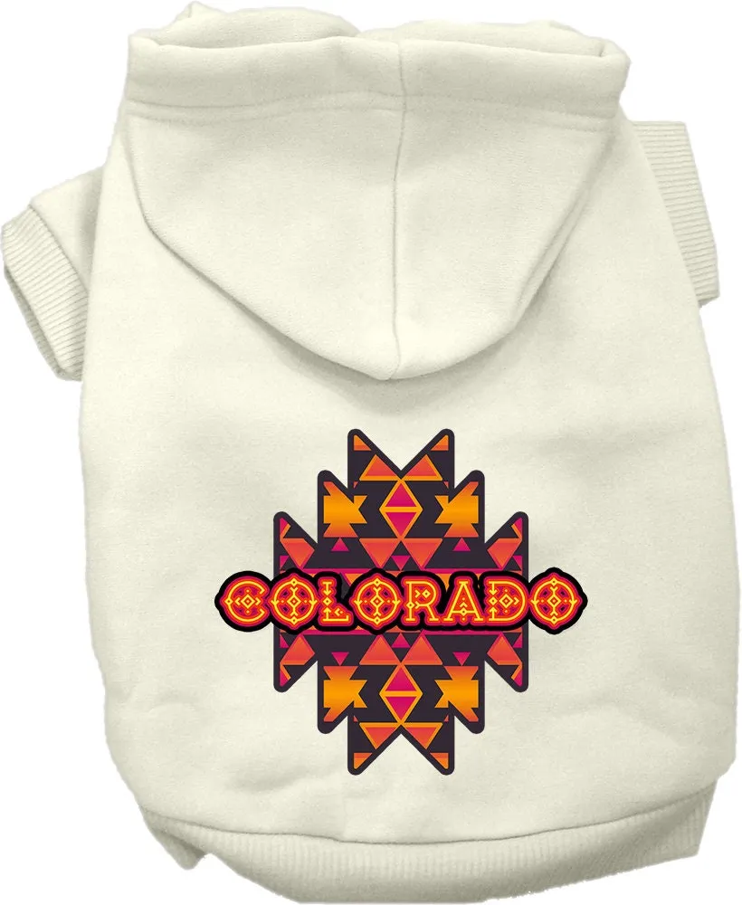 Pet Dog & Cat Screen Printed Hoodie for Small to Medium Pets (Sizes XS-XL), "Colorado Navajo Tribal"