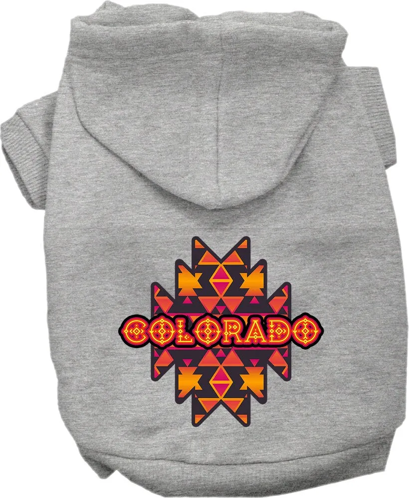 Pet Dog & Cat Screen Printed Hoodie for Small to Medium Pets (Sizes XS-XL), "Colorado Navajo Tribal"