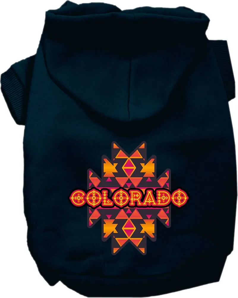 Pet Dog & Cat Screen Printed Hoodie for Small to Medium Pets (Sizes XS-XL), "Colorado Navajo Tribal"