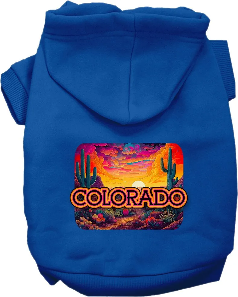 Pet Dog & Cat Screen Printed Hoodie for Small to Medium Pets (Sizes XS-XL), "Colorado Neon Desert"