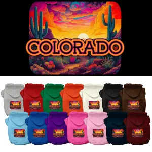 Pet Dog & Cat Screen Printed Hoodie for Small to Medium Pets (Sizes XS-XL), "Colorado Neon Desert"