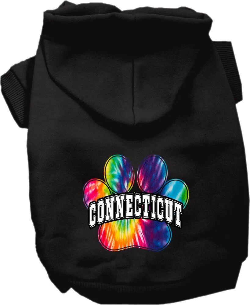 Pet Dog & Cat Screen Printed Hoodie for Small to Medium Pets (Sizes XS-XL), "Connecticut Bright Tie Dye"