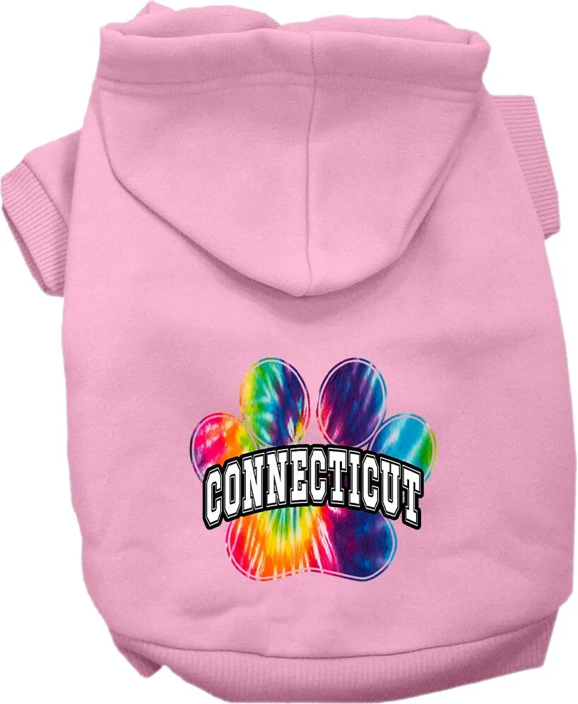 Pet Dog & Cat Screen Printed Hoodie for Small to Medium Pets (Sizes XS-XL), "Connecticut Bright Tie Dye"