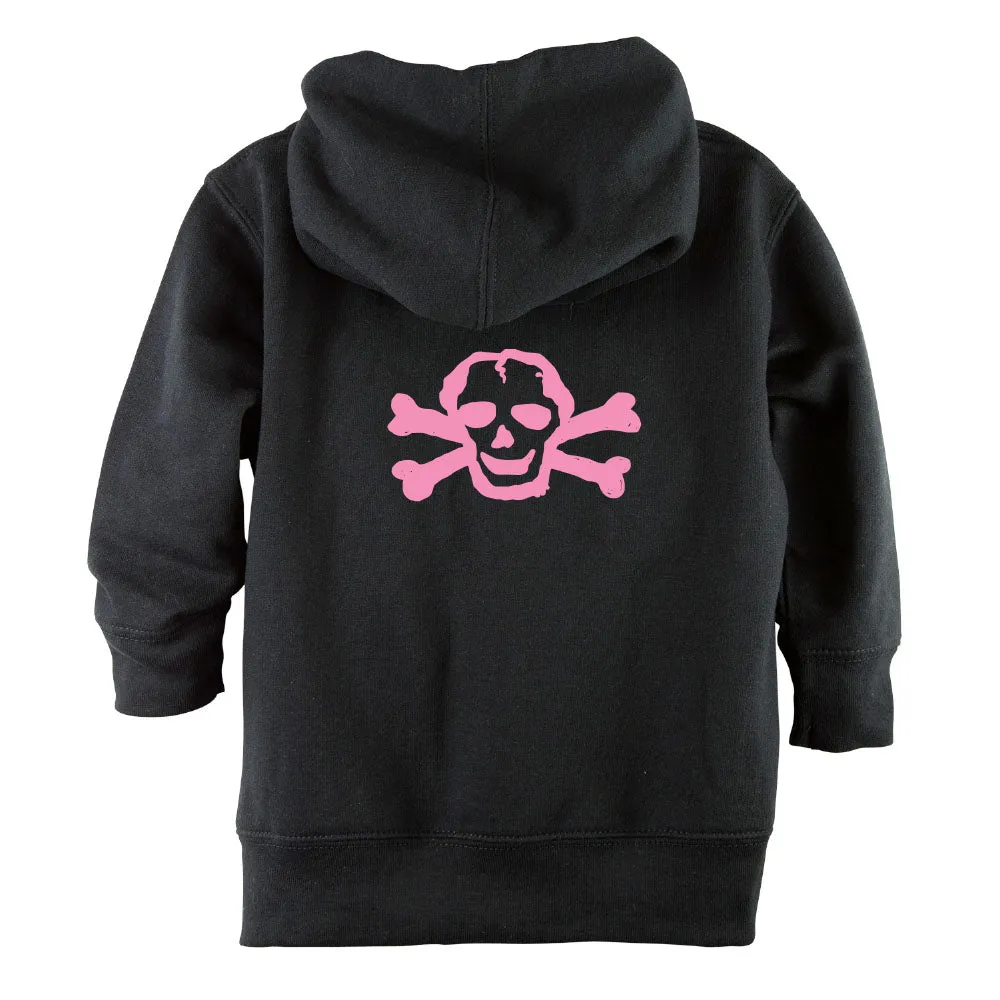 Pink Scribble Skull Front Zipper Baby Hoodie