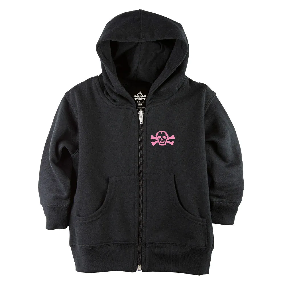 Pink Scribble Skull Front Zipper Baby Hoodie