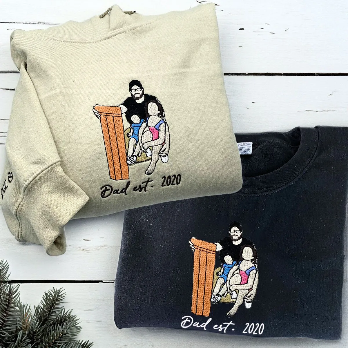 Proud Dad Twin Pack: Custom Crewneck Embroidered Sweatshirt & Hoodie