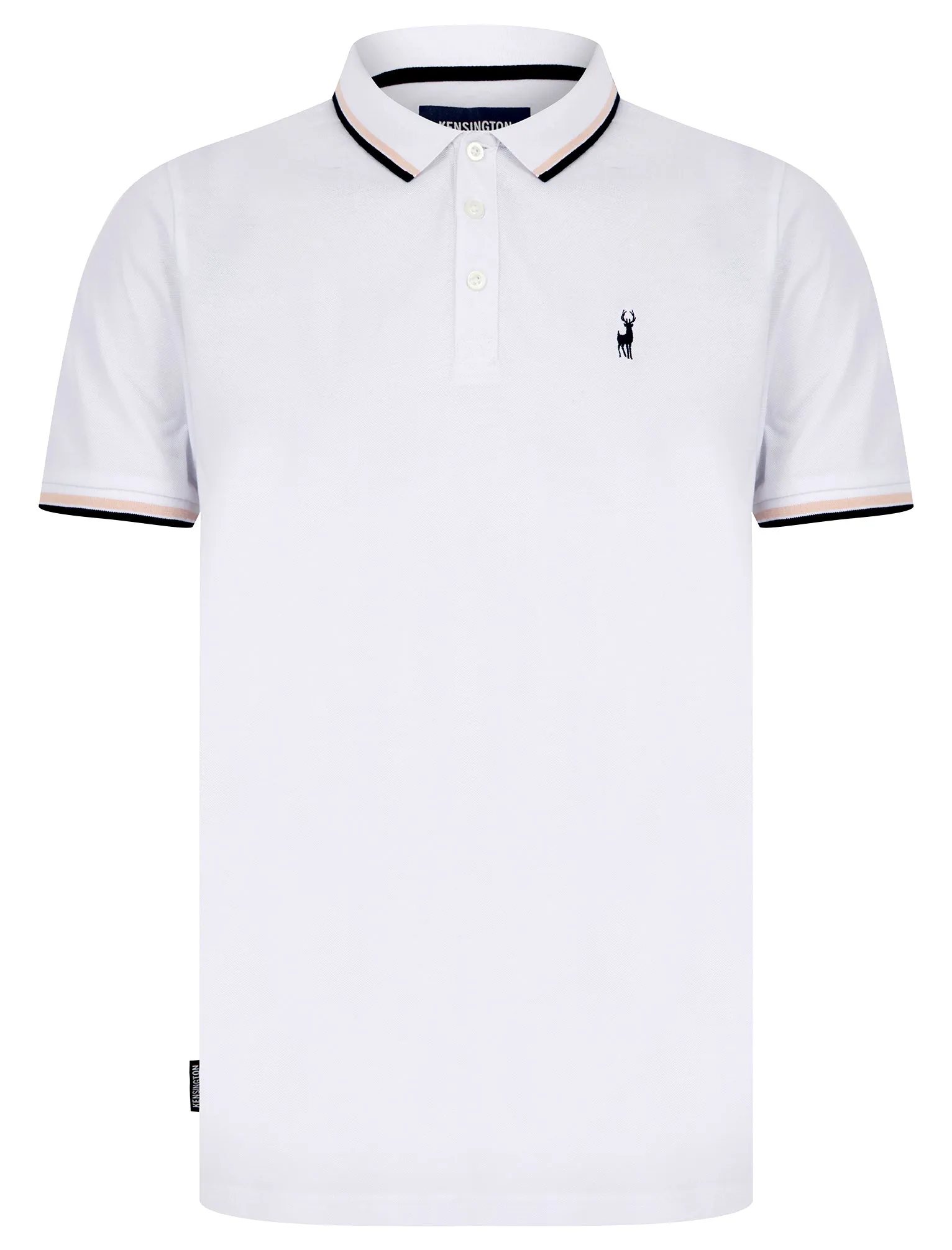 Thomas (2 Pack) Cotton Pique Polo Shirt in Bright White / Peach Whip - Kensington Eastside