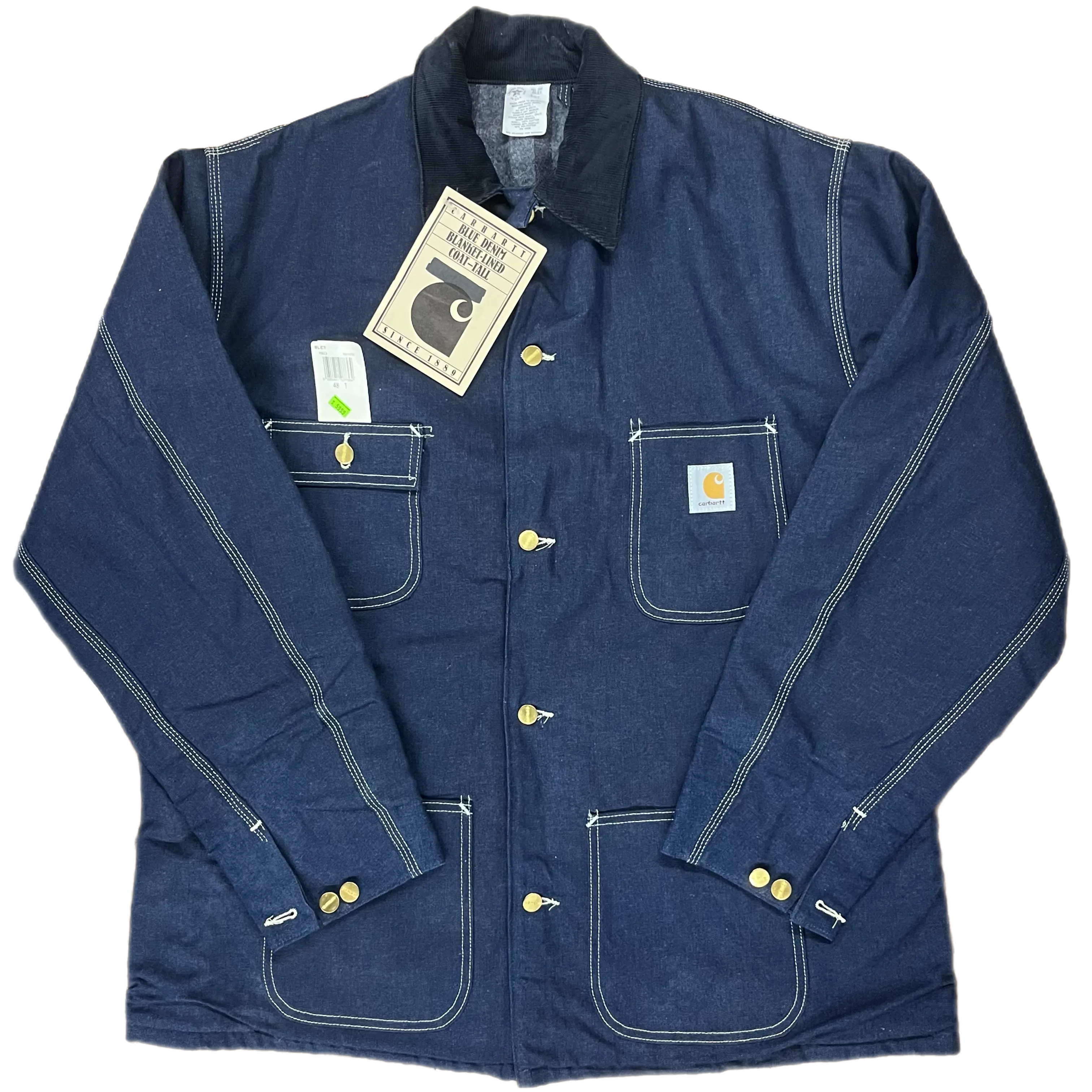 Vintage Carhartt Blue Denim "Blanket-Lined" Tall-Coat